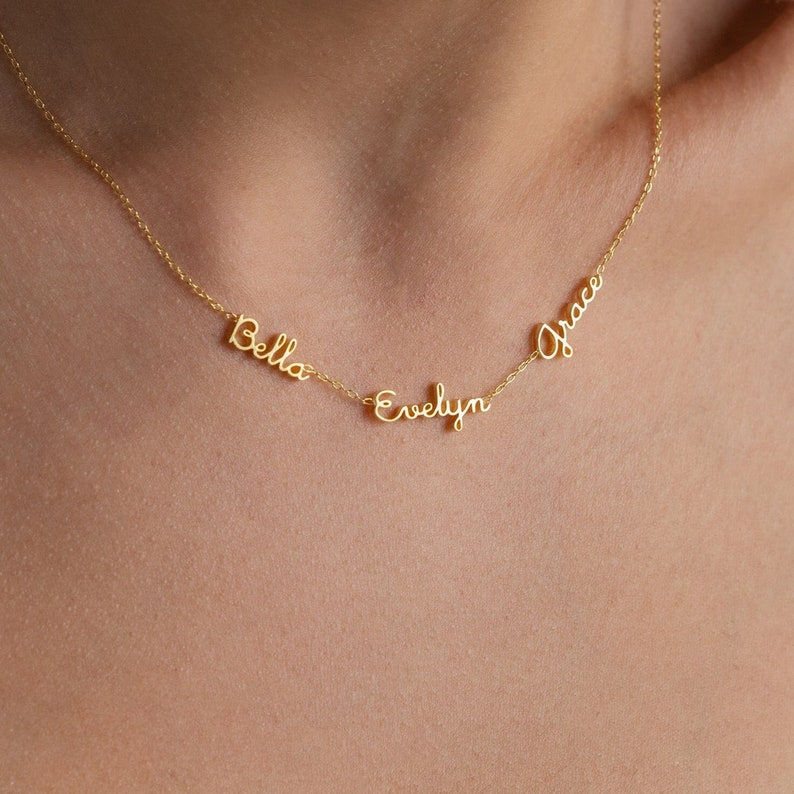 Dainty Name Necklace by Caitlyn Minimalist • Multiple Name Necklace • Personalized Family Necklace • Name Jewelry • New Mom Gift • NM129F51