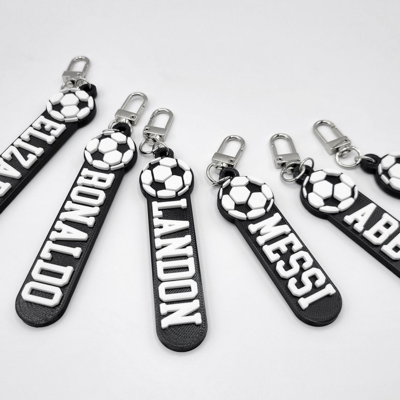 Soccer Personalized Keychain / Keyring / Bag Tag / Name Tag - 3D Printed