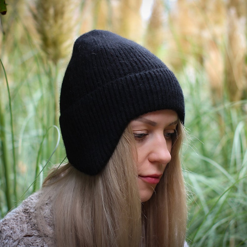 Unisex earflap hat, Women woollen winter beanie, Gift for her
