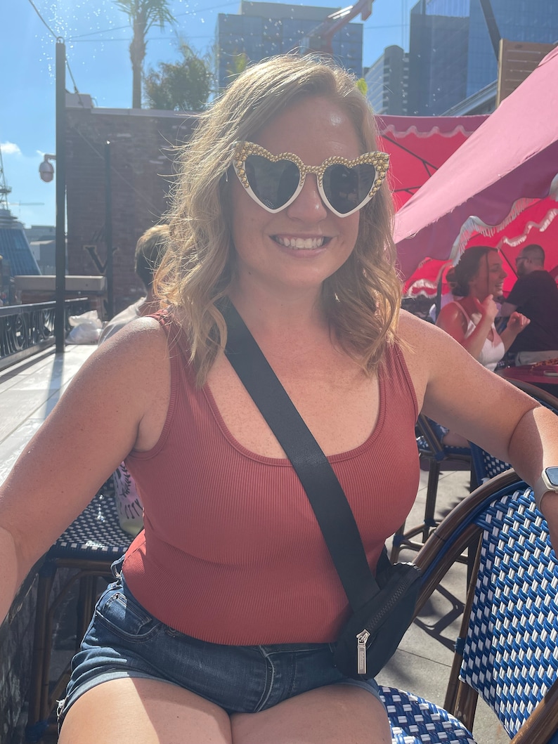 White & Gold Heart Shaped Sunglasses