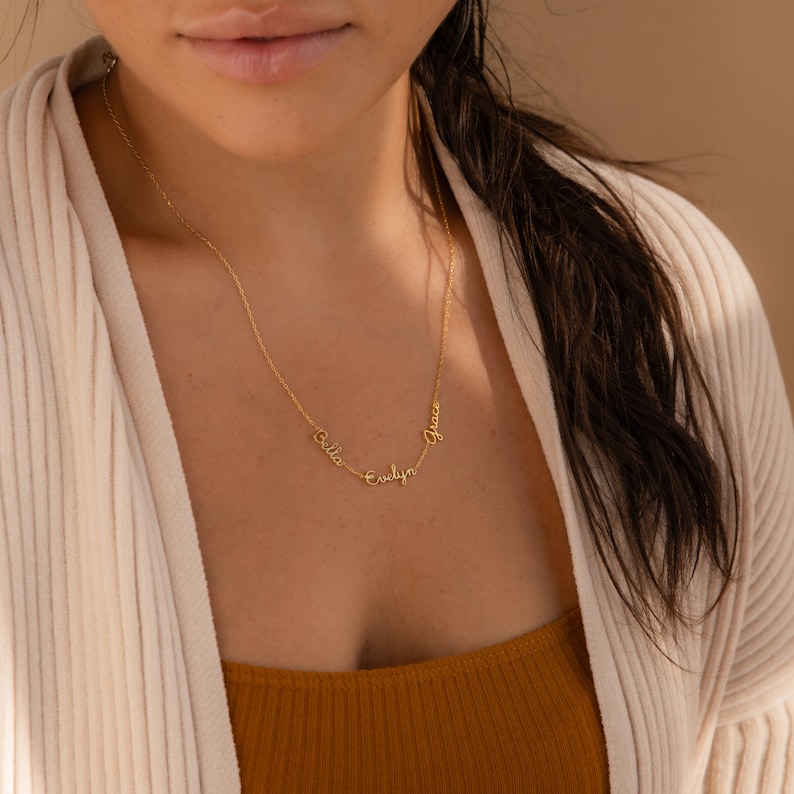 Dainty Name Necklace by Caitlyn Minimalist • Multiple Name Necklace • Personalized Family Necklace • Name Jewelry • New Mom Gift • NM129F51