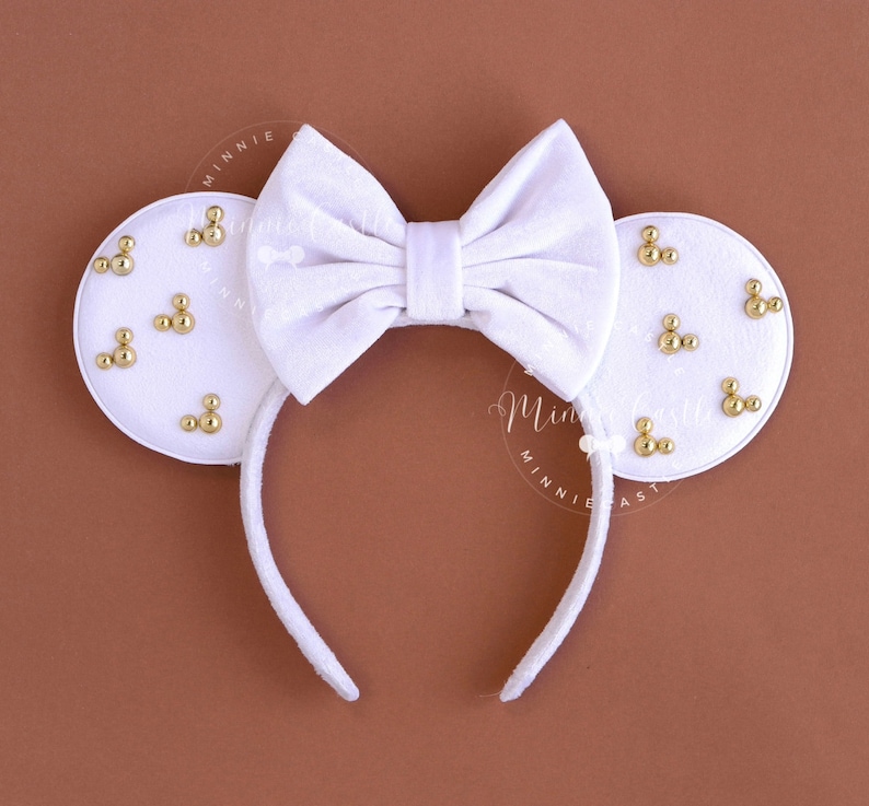 Beige Mickey Ears, Mickey Ears, Gold Minnie Charm Mouse Ears, Minnie Ears, Velvet Mouse Ears, Beige and Gold Minnie Ears, Mickey Ears gifts