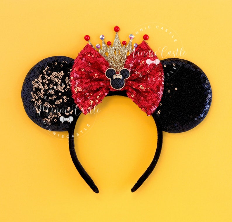 Pink Mickey Ears with Gold Crown, Mickey Ears, Minnie Ears, Princess Ears, Pink and Gold Mouse Ears Headband, Birthday Ears, Mickey Ears