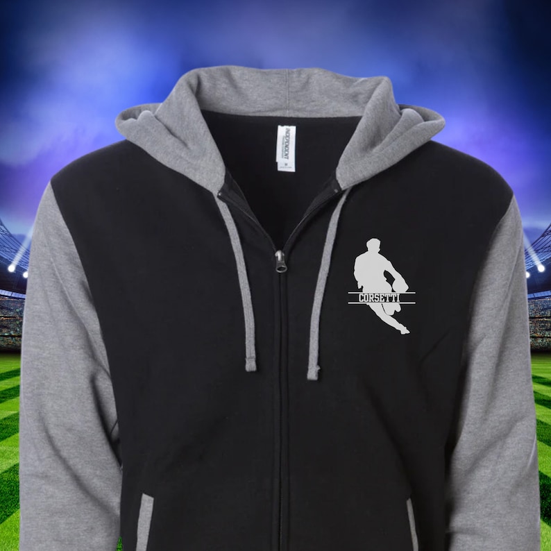 Personalized Rugby Sweatshirt, Men's Custom Varsity Jacket, Monogram Rugby Hoodie, Rugby Coach Gift, Rugby Team Gift, Rugby Mom, Son Gift