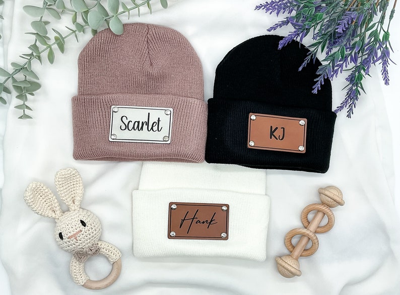 Personalized Baby Hat with Name, Custom Infant Beanie, Leather Patch Beanies for Baby, Customized Baby Knit Beanie, Unique Baby Shower Gift
Analyze listing