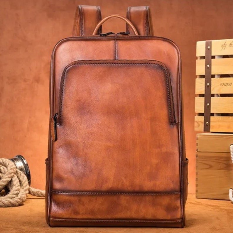 Personalized men leather backpack 15.6 inch Laptop backpack, Leather Rucksack, Leather Hiking Bag, Hipster Backpack, gift for him & Her
