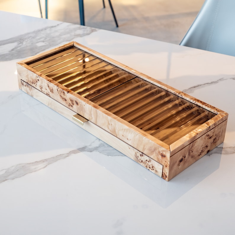 Mappa Burl Wood Pen Display Case: Fountain Pen Storage for 40
