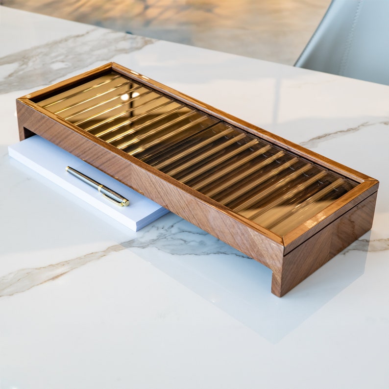 Mappa Burl Wood Pen Display Case: Fountain Pen Storage for 40
