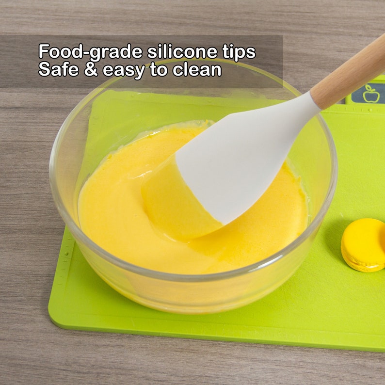 Custom Engraved Silicone Spatula: Personalized Wooden Handle Kitchen Tool
