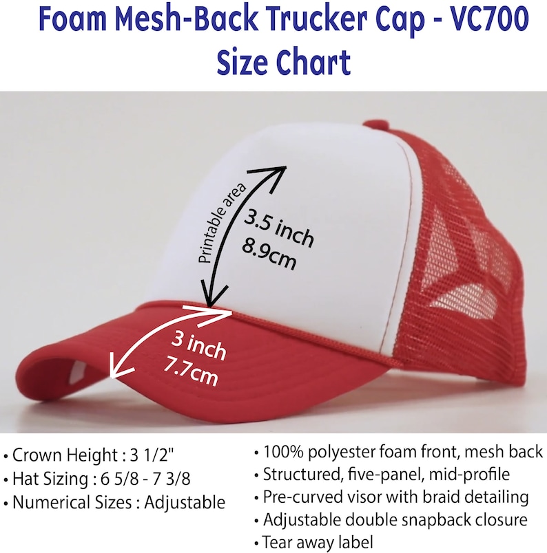 Custom Foam Trucker Hat: Personalized Text or Logo Snapback, Customized gift hat for her
Analyze listing