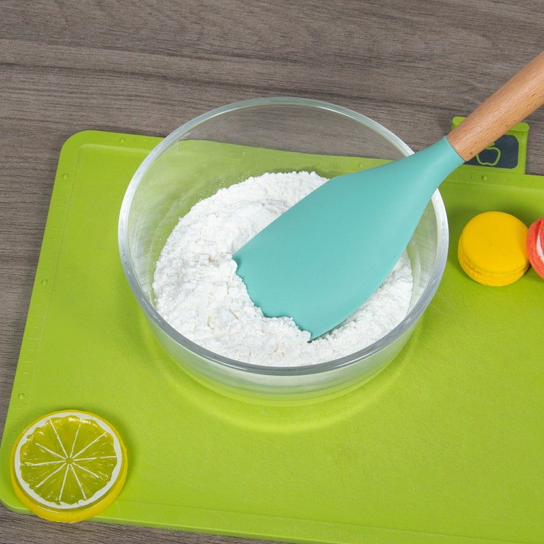 Custom Engraved Silicone Spatula: Personalized Wooden Handle Kitchen Tool
