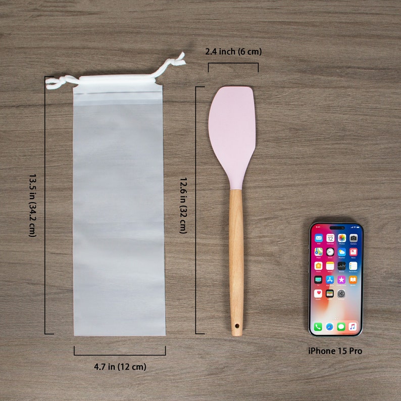 Custom Engraved Silicone Spatula: Personalized Wooden Handle Kitchen Tool
