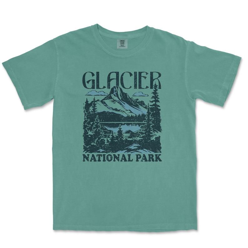 Glacier National Park Comfort Colors T-Shirt Distressed Design