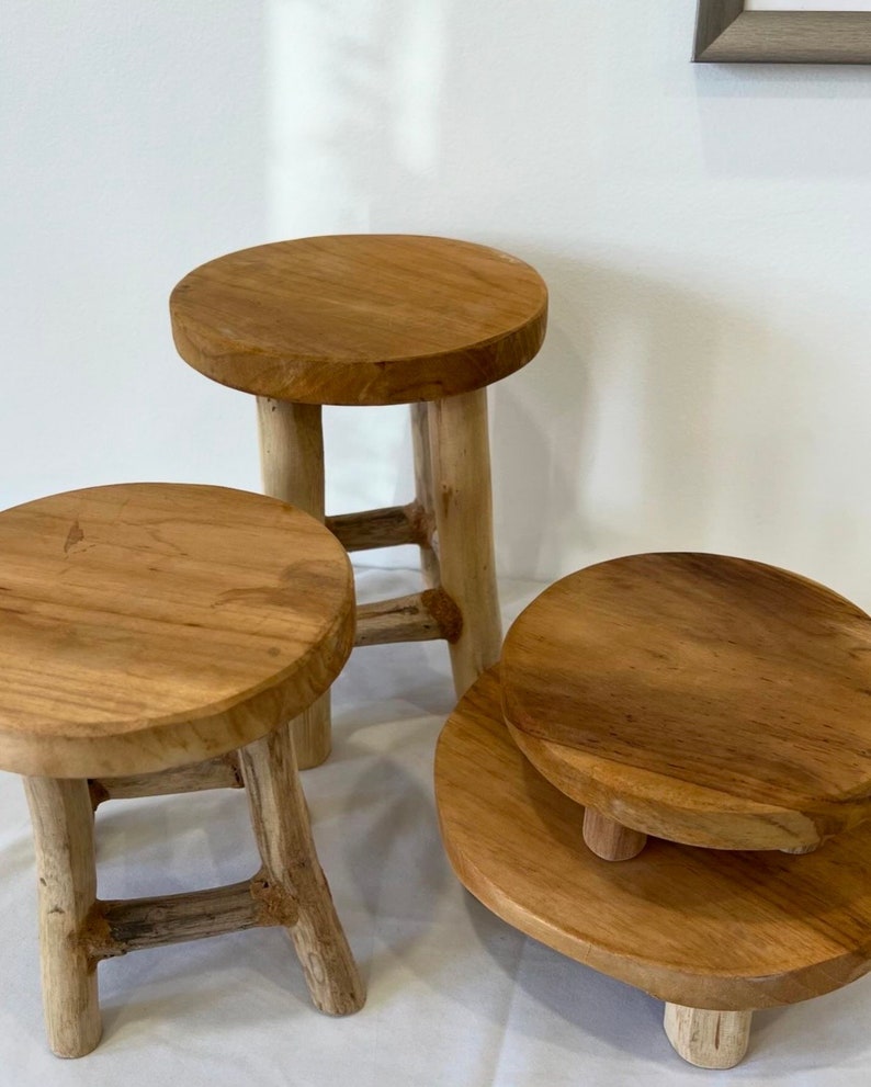 Warm Brown Wood Riser: Farmhouse Plant Stand, Kitchen Decor
