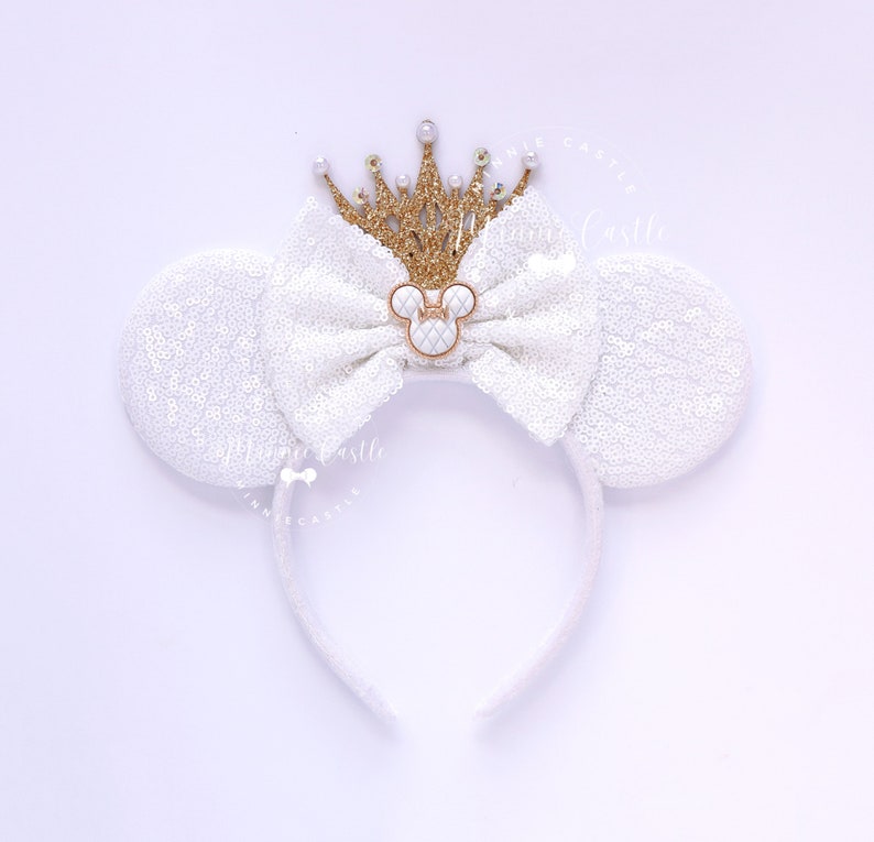 Pink Mickey Ears with Gold Crown, Mickey Ears, Minnie Ears, Princess Ears, Pink and Gold Mouse Ears Headband, Birthday Ears, Mickey Ears