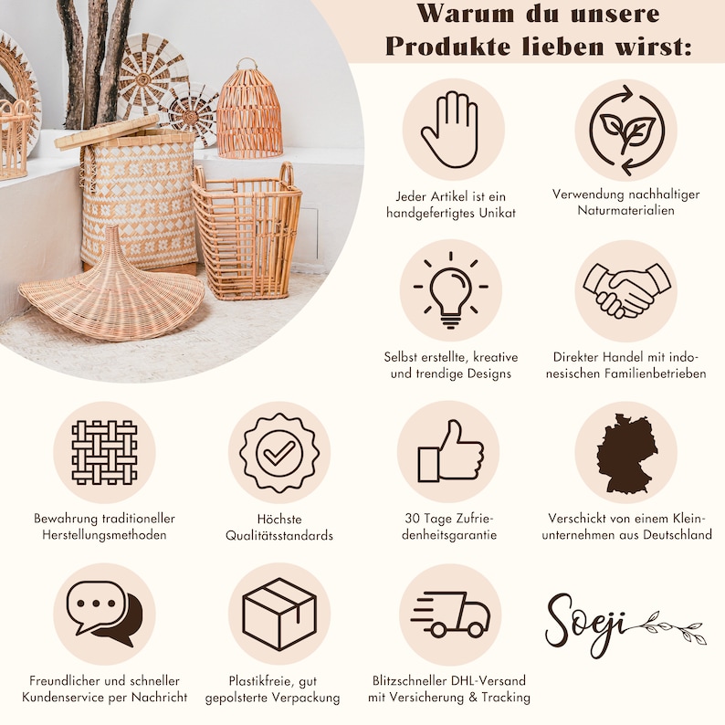 Rattan Plant Stand Planter Flower Pot Holder MALANG beige