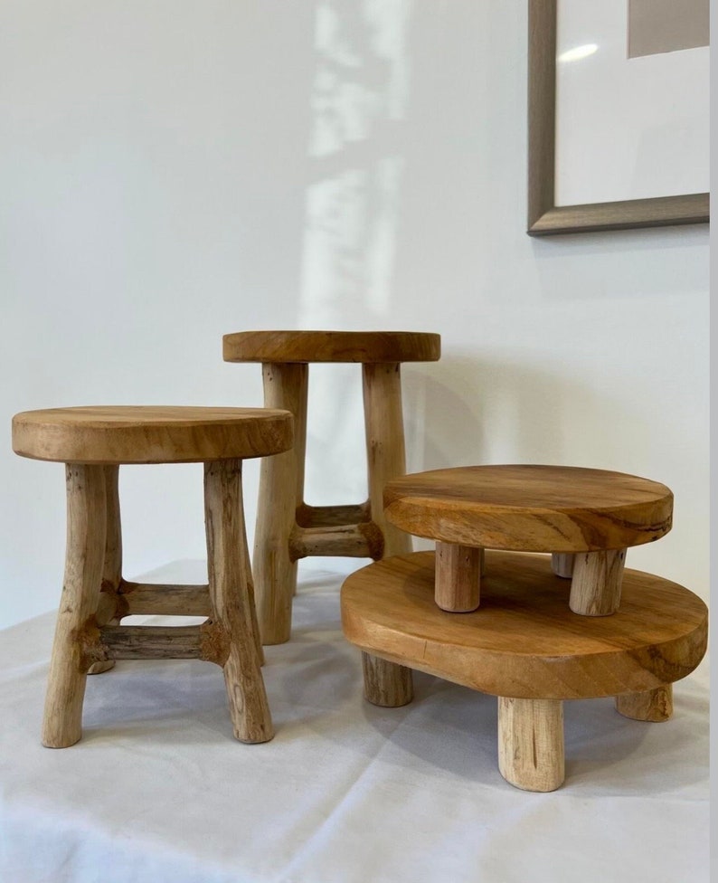 Warm Brown Wood Riser: Farmhouse Plant Stand, Kitchen Decor
