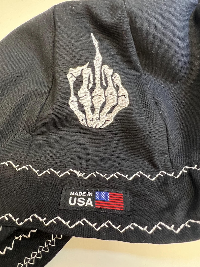 SHOVE IT -Embroidered-with white accent stitching - Reversible made to order- pre shrunk - 100% cotton
Analyze listing