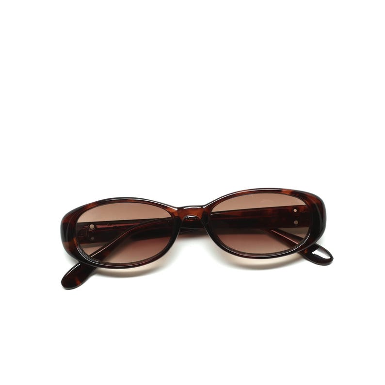 Authentic Vintage 90s Made Slim Tortoise Oval Slotted Sunglasses