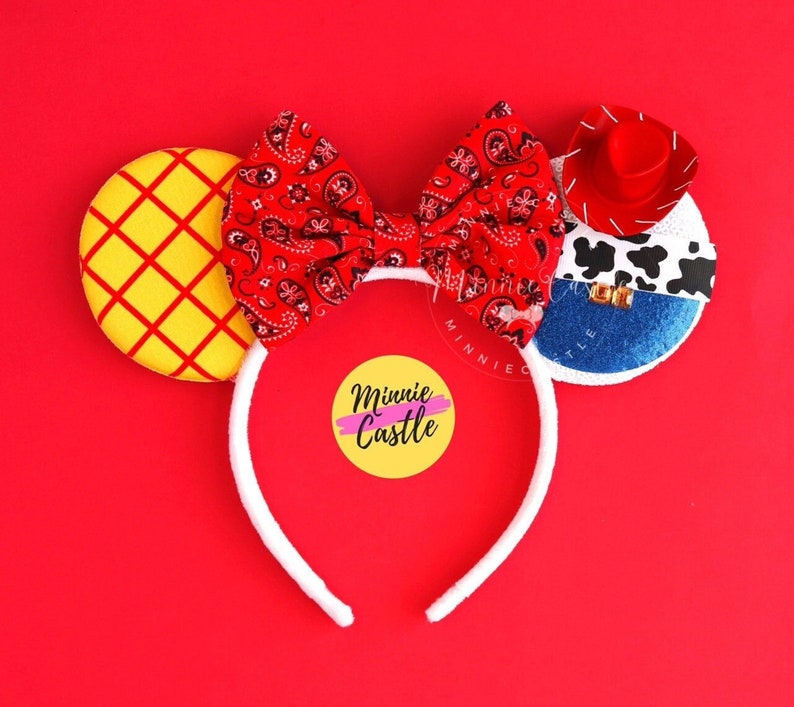Jessie Mouse Ears, Mickey Ears, Toy Minnie Ears, Cowboy Girl Story Mouse Ears, Jessie Hat headband, Characters Ears for Girls, Kids & Adults