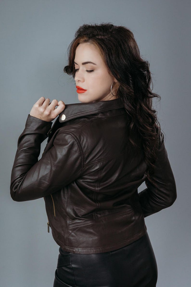 Size: "S" MEERAN | Women’s Real Sheep Nappa Leather Biker Jacket | Stylish Slim Fit Outerwear for All Seasons - Handcrafted