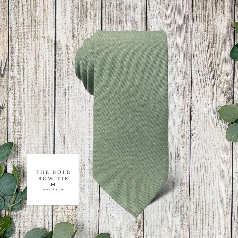 Dusty Sage Green Necktie, Wedding Groomsmen Gift Mens Tie Groomsman Groom