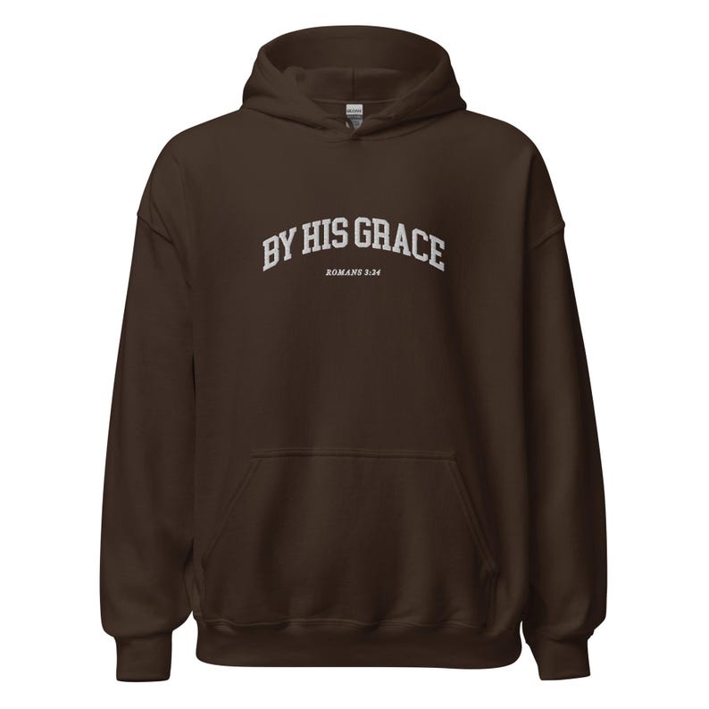 By His Grace | embroidered Christian hoodie vintage, Christian Men Gift, faith streetwear, aesthetic Christian gym apparel