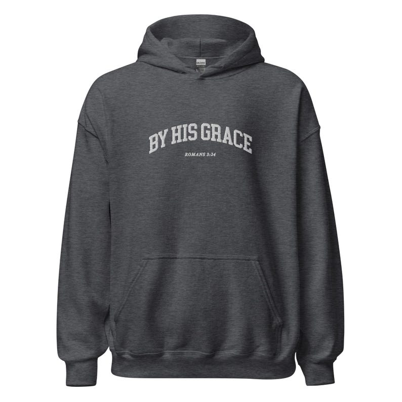 By His Grace | embroidered Christian hoodie vintage, Christian Men Gift, faith streetwear, aesthetic Christian gym apparel