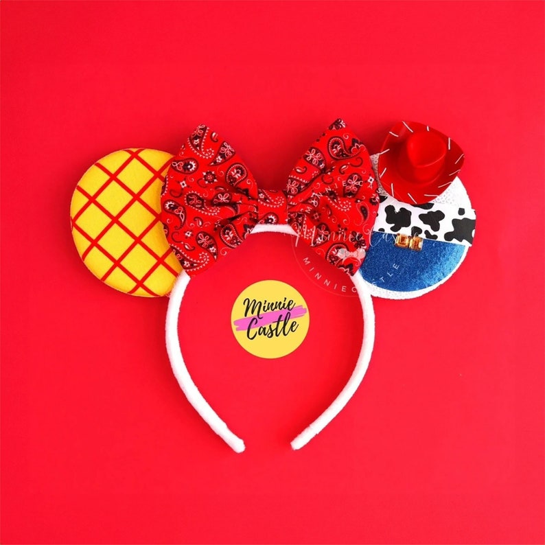 Jessie Mouse Ears, Mickey Ears, Toy Minnie Ears, Cowboy Girl Story Mouse Ears, Jessie Hat headband, Characters Ears for Girls, Kids & Adults