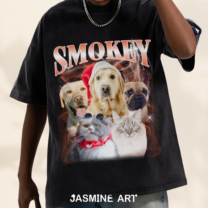 Custom Pet Vintage Shirt - Custom Cat Bootleg Rap Shirt, Cat Lover T-Shirt, Retro 90's Graphic T-Shirt, Personalized Shirt, Pet Face Shirt