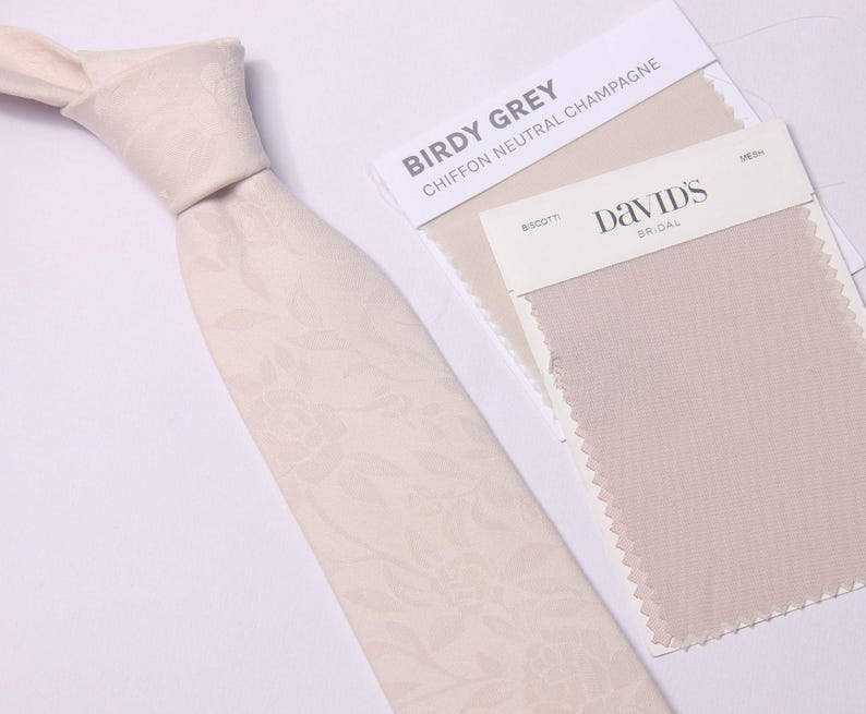 Champagne ties for men,Groomsman stylish Tie match grey bird,silk tie,groom tie,Wedding tie,tie for dad,father's tie, elegant tie,formal tie