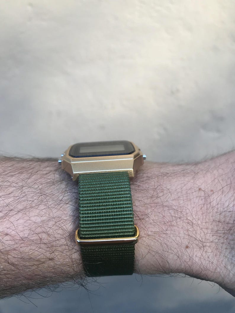 Hand-crafted Gold Casio with Moss Green Strap