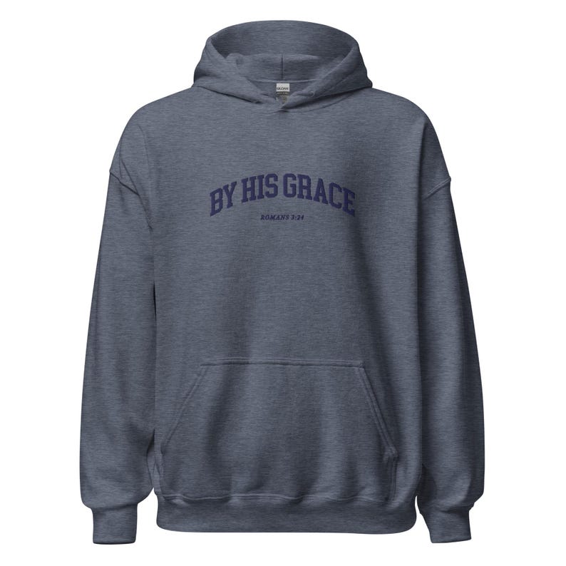 By His Grace | embroidered Christian hoodie vintage, Christian Men Gift, faith streetwear, aesthetic Christian gym apparel