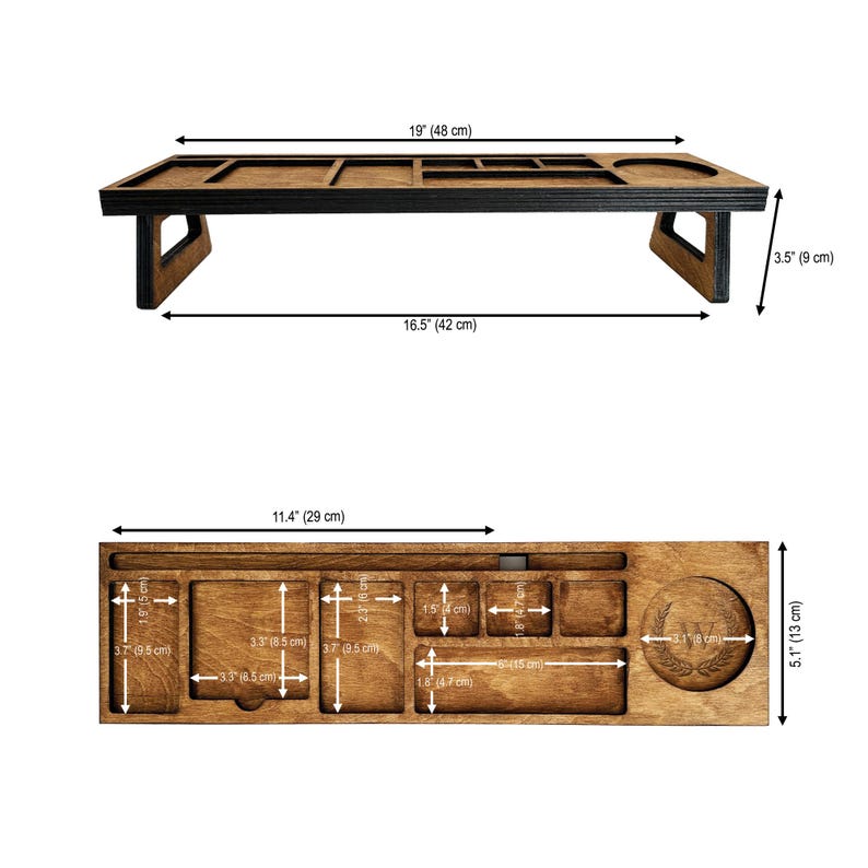 Personalized Wood Desk Organizer for Home Office-Custom Docking Station-Wood Catch All Tray Desk Organizer-Tablet and Phone Stand-Xmas Gift
