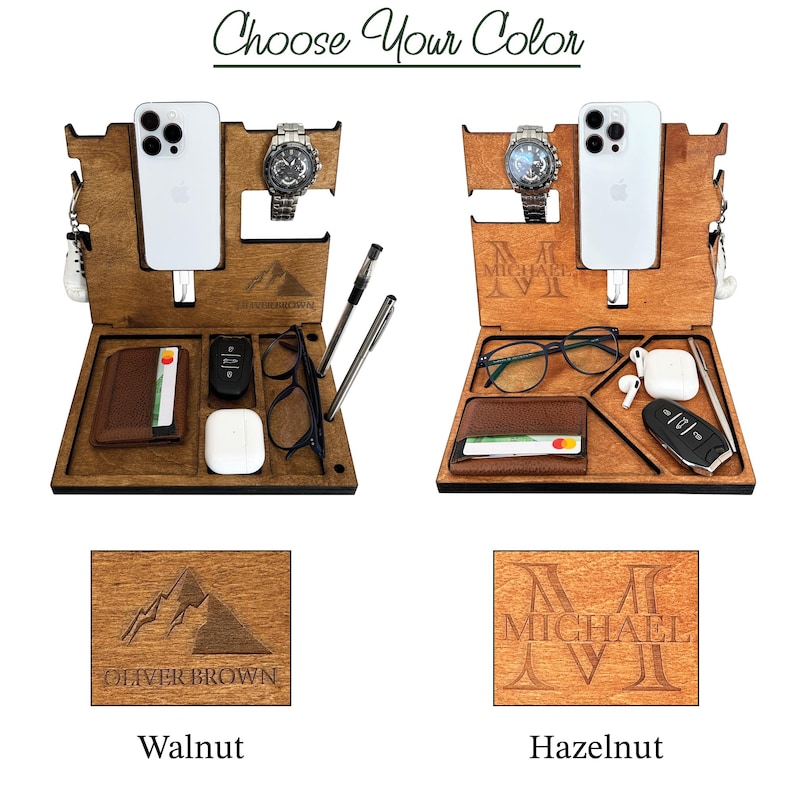 Personalized Wood Desk Organizer-Office Desk Accessories-Custom Tablet and Phone Stand- Custom Docking Station- Custom Organizer Gift
