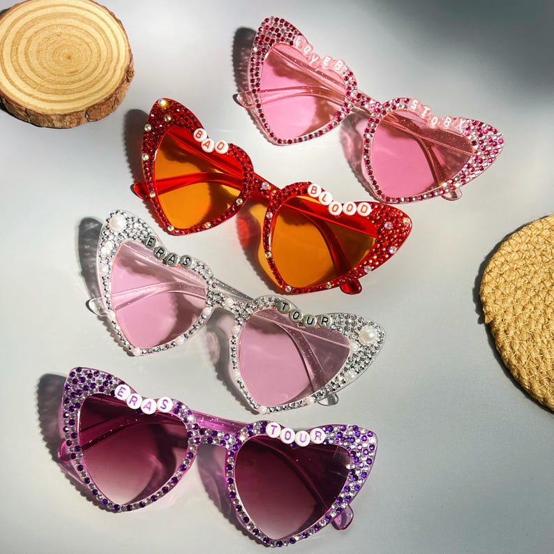 Personalised sunglasses,Personalised heart shaped sunglasses for concert, festival, birthday, events, eras tour,song glasses