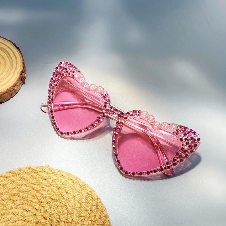 Personalised sunglasses,Personalised heart shaped sunglasses for concert, festival, birthday, events, eras tour,song glasses