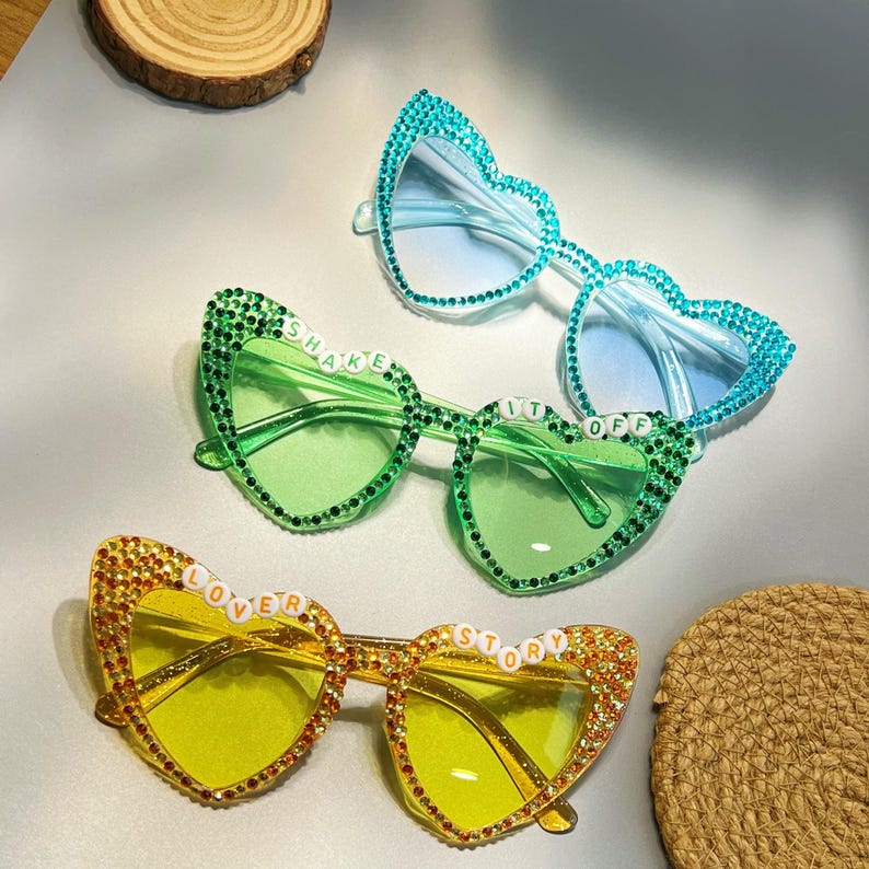 Personalised sunglasses,Personalised heart shaped sunglasses for concert, festival, birthday, events, eras tour,song glasses
