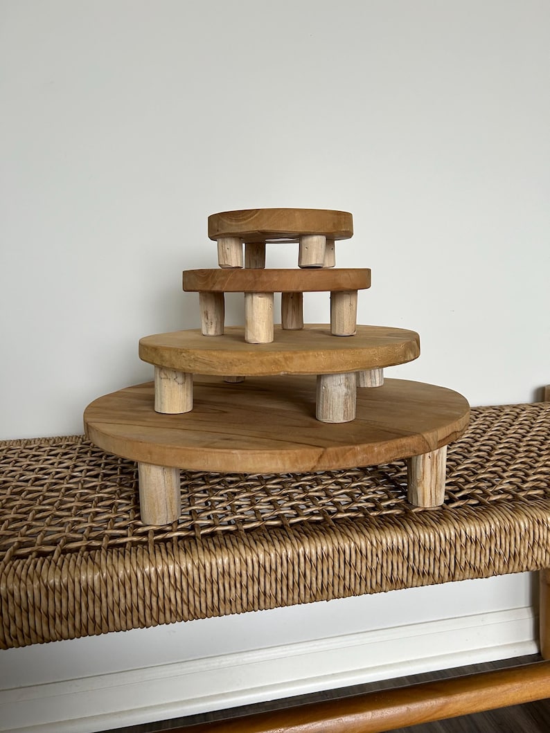 Warm Brown Wood Riser: Farmhouse Plant Stand, Kitchen Decor
