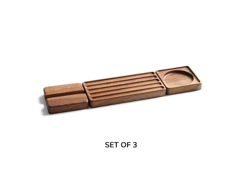 Handmade Beech Wood Desk Organizer Set: Minimalist Office Storage
