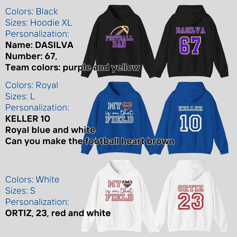 Custom Football Hoodie Football Dad Sweatshirt Personalized Football Gift Football TShirt Football Sweatshirt