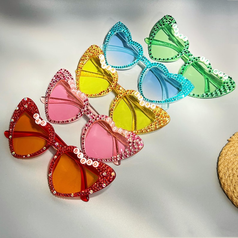 Personalised sunglasses,Personalised heart shaped sunglasses for concert, festival, birthday, events, eras tour,song glasses