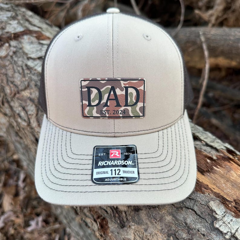 Custom Dad Trucker Hat, Dad Christmas Gift, New Dad Gift, Gift For Husband, Trucker Hat, Grandpa Leatherette Patch Hat, Outdoors, Camo
Analyze listing