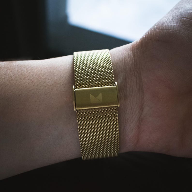 Men's Gold Watch - Minimalist Men's Watch - Personalized watch men gift - Gold Mesh Band Watch - Engraved Men's Watch - The Prestige