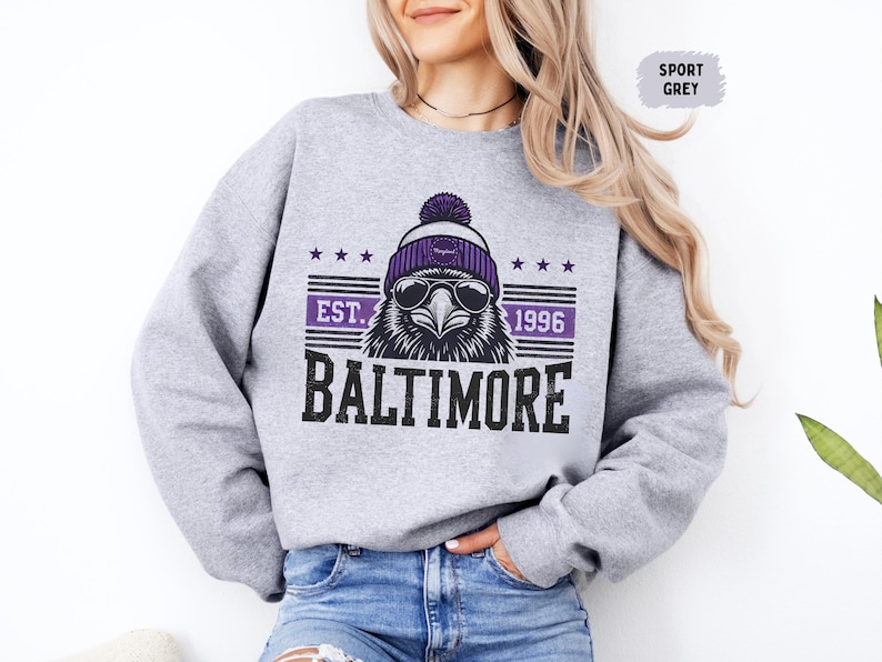 Baltimore Football Sweatshirt - Unisex Crewneck, Ravens Fan Gift, Sports Team Apparel, Football Fan Gear, Gift for Him