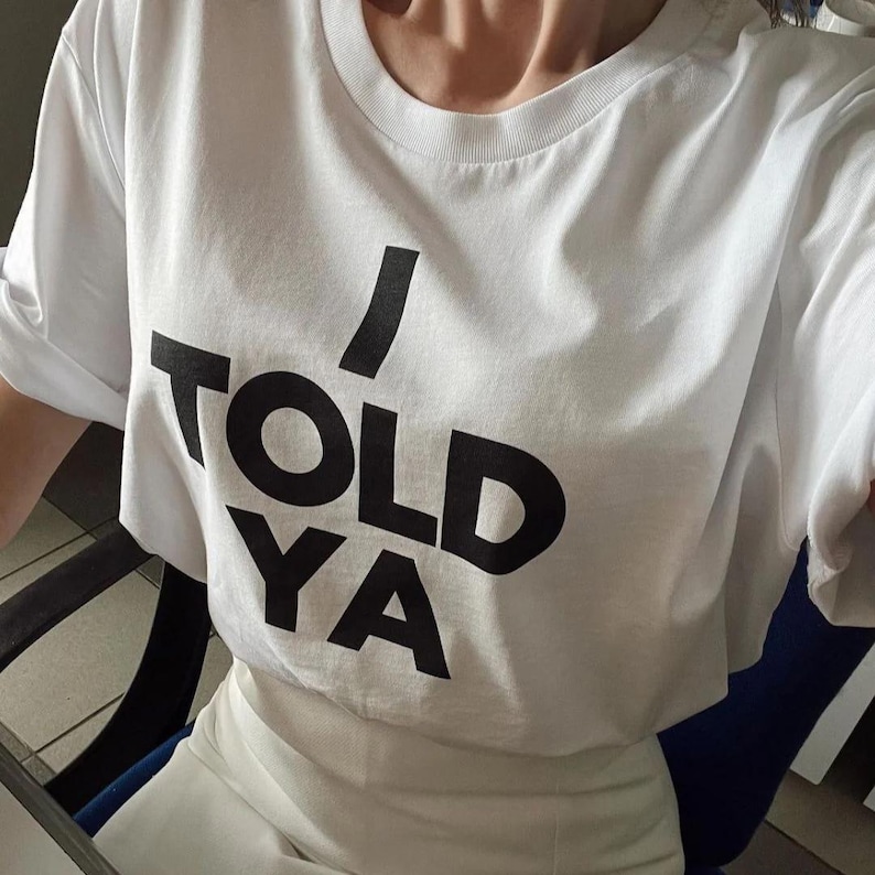 I Told Ya T-Shirt - Challangers Inspired T-Shirt - Organic Heavyweight Cotton - Handmade Screen Printed - Worn by Zendaya - Grey or White
