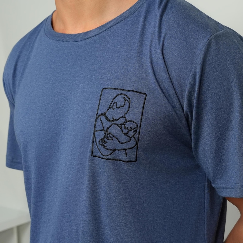 Embroidered Custom Portrait from Photo T-shirt, Family Portrait Shirts, Fathers Day Gift, Custom Embroidery Tee, Gift for Him, Gift for Dad