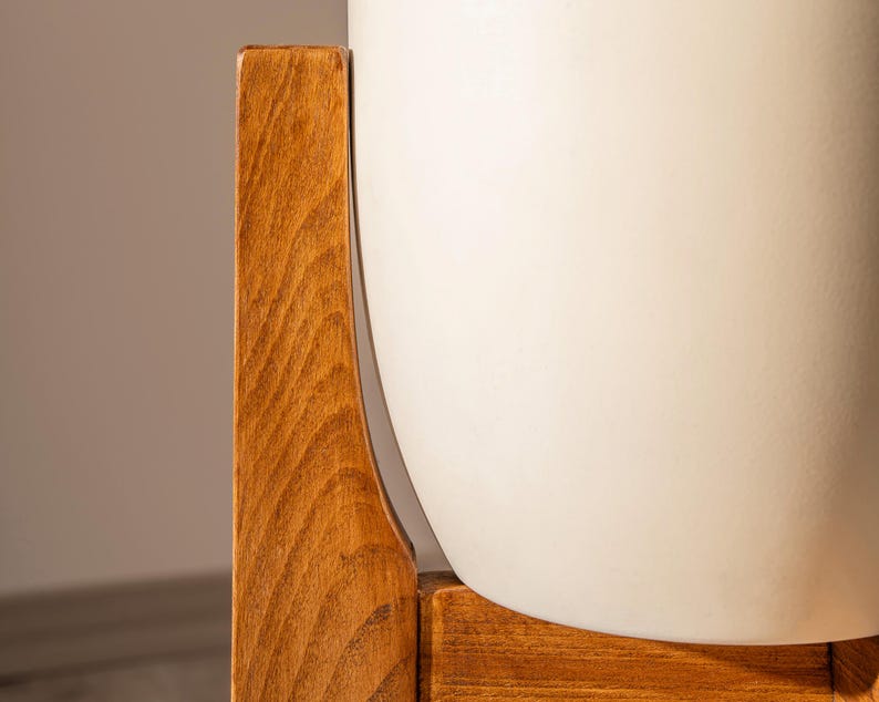 Indoor Plant Stand in Wood Mid Century Modern Style, Handmade Solid Hardwood Home Decor
