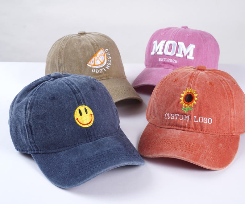Custom logo embroidered hats, personalized hats, vintage baseball caps, bridal hats, bachelorette party gifts, new mom and dad gifts
Analyze listing