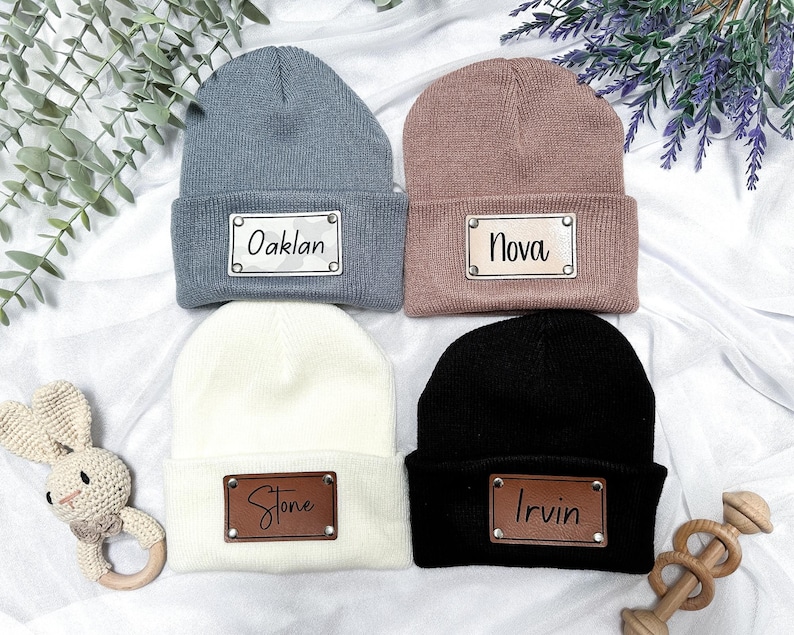 Personalized Baby Hat with Name, Custom Infant Beanie, Leather Patch Beanies for Baby, Customized Baby Knit Beanie, Unique Baby Shower Gift
Analyze listing